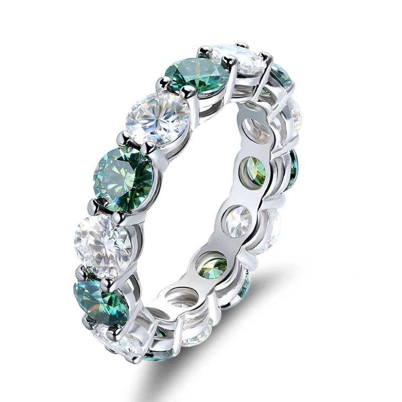 KNOBSPIN D VVS1 Colorful Moissanite Rings for Women Lab Grown Diamond with GRA Engagement Wedding Eternity Band s925 Sliver Ring