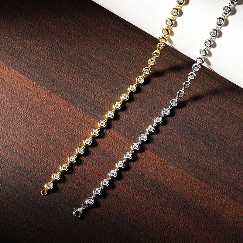 3mm Moissanite Tennis Necklace Women – GRA Certified 925 Sterling Silver 18K Gold Lab Diamond Chain
