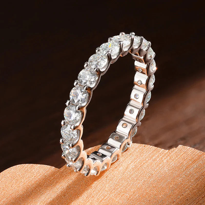 KNOBSPIN D VVS1 All Moissanite Rings for Women Man Engagement Wedding Eternity Band with GRA S925 Silver Plated 18k Gold Ring