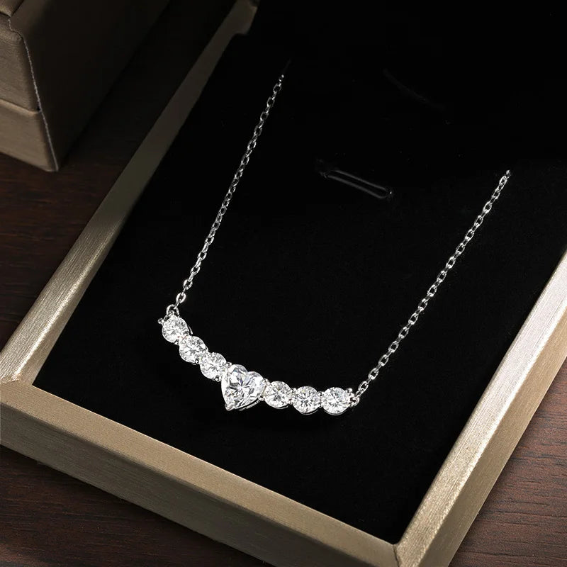 2,8 CT Moissanite D VVS1 Heart Pendant Necklace 925 Sterling Silver Lab Diamond Luxury Jewelry