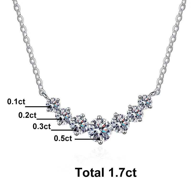 NeeTim Full Moissanite Diamond Necklace for Women 925 Sterling Silver with Plated White Gold Neck Pendent Wedding Fine Jewely