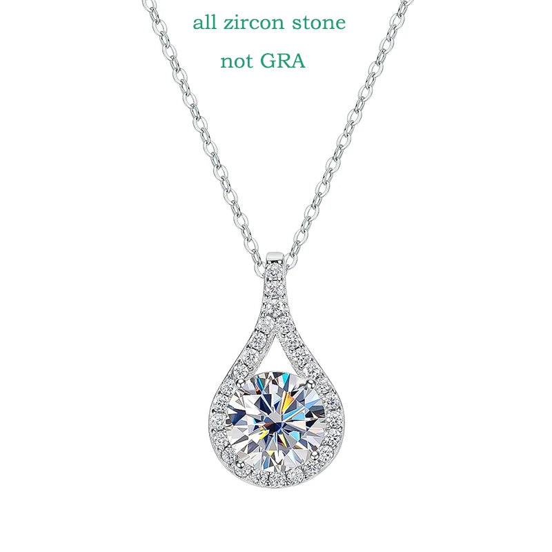 Smyoue 1-5ct Real Moissanite Necklace for Women Sparkling S925 Sterling Silver Jewelry Water Drop Pendant Girls Birthday Gift