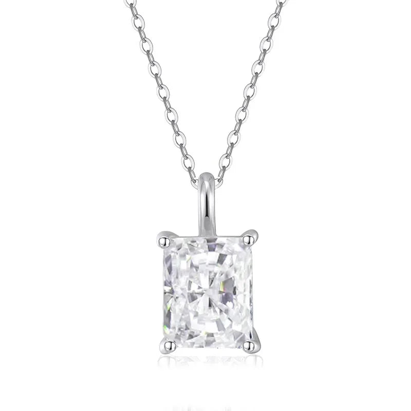 D VVS1 Moissanite Radiant Pendant Necklace | 925 Sterling Silver with Gold Plating | Luxury GRA Certified Jewelry