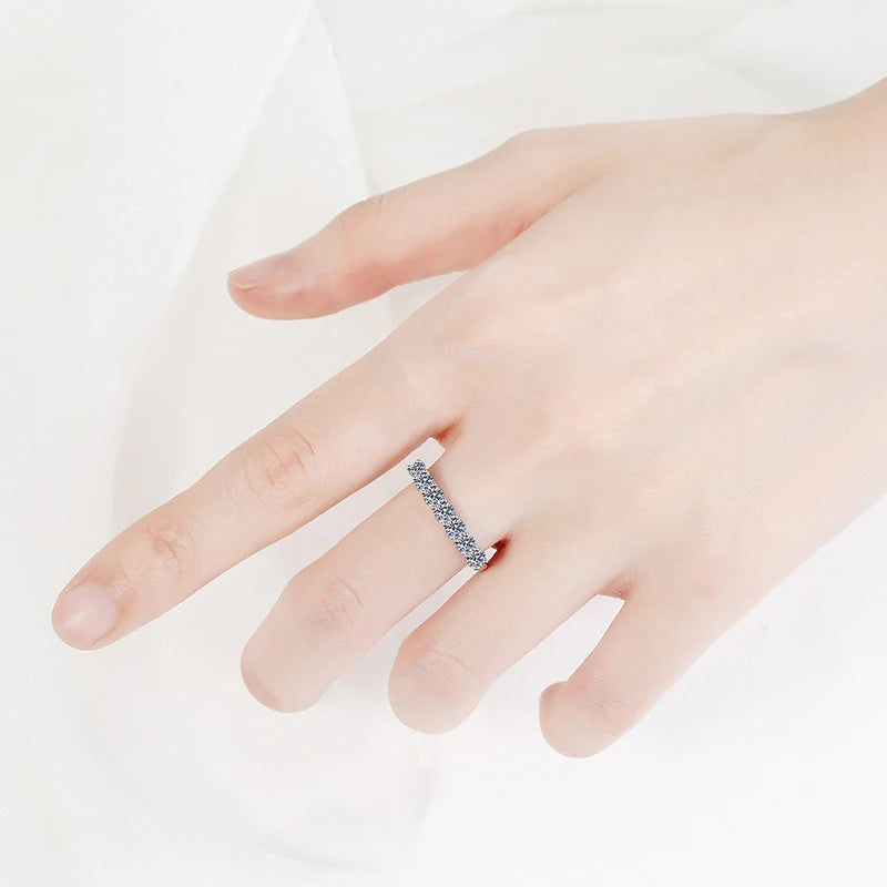 NeeTim 3mm Moissanite Ring for Women S925 Sterling Silver Rings with White Gold Plated Diamond Wedding Bridal Band Fine Jewelry