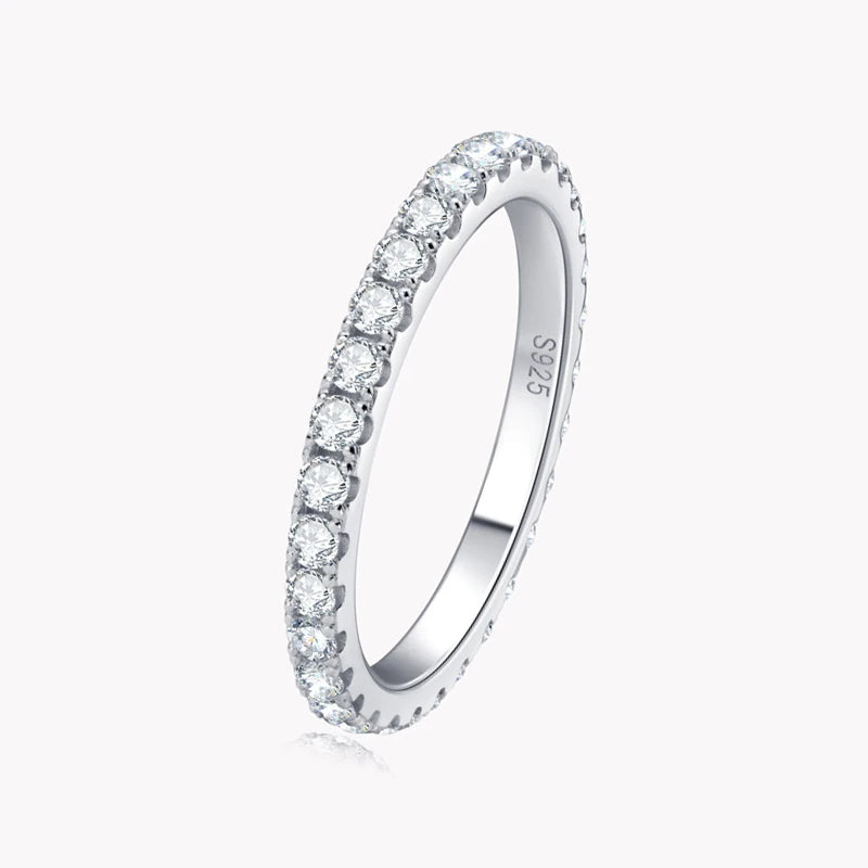 NeeTim D Color 2mm Full Moissanite Diamond Ring for Women Sterling Silver 925 with Gold Plated Wedding Bridal Band Rings Jewelry