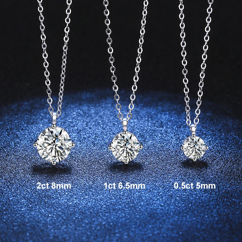1ct-3ct D VVS1 Moissanite Pendant Necklace | 925 Sterling Silver with White Gold Plating | Sparkling Lab Diamond Fine Jewelry