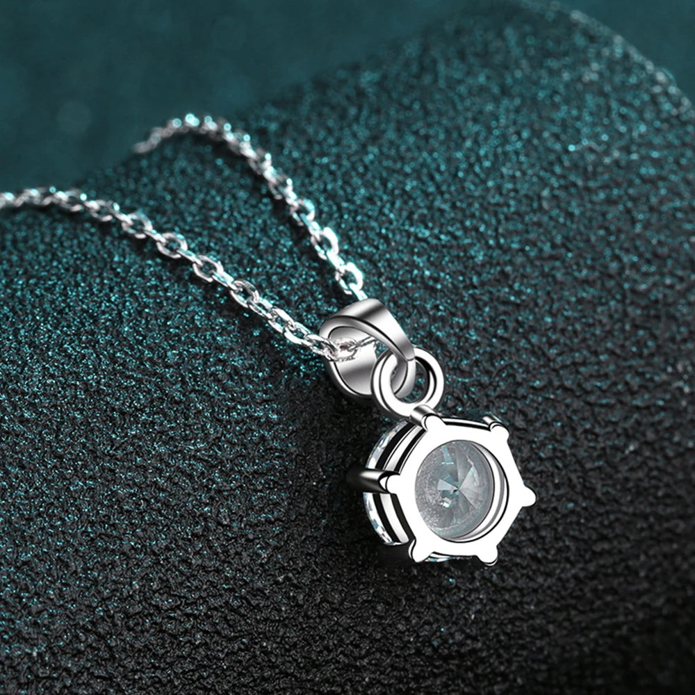Moissanite Necklace S925 Sterling Silver White Gold Plated Round Brilliant Diamond Pendant Jewelry