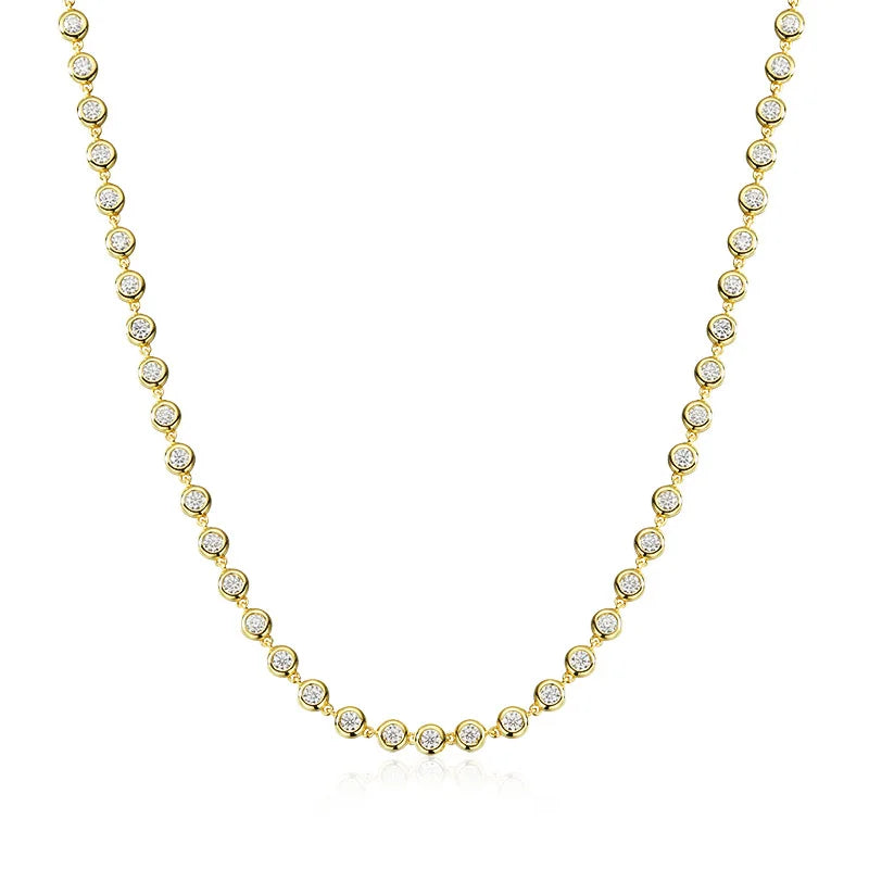 3mm Moissanite Tennis Necklace Women – GRA Certified 925 Sterling Silver 18K Gold Lab Diamond Chain