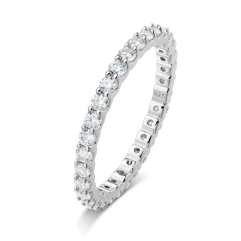 KNOBSPIN D VVS1 All Moissanite Rings for Women Man Engagement Wedding Eternity Band with GRA S925 Silver Plated 18k Gold Ring