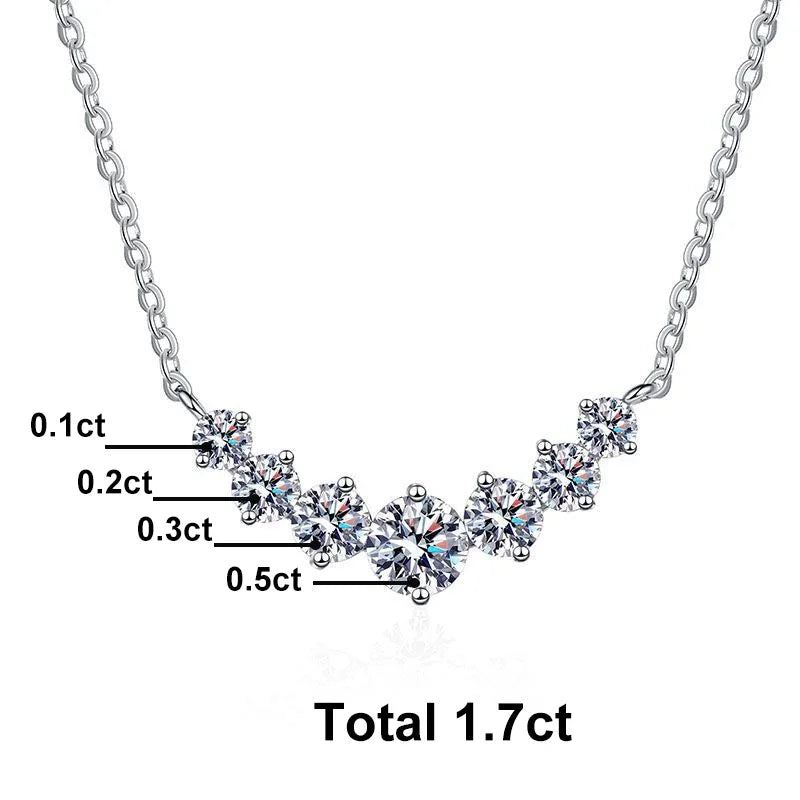 NeeTim Full Moissanite Diamond Necklace for Women 925 Sterling Silver with Plated White Gold Neck Pendent Wedding Fine Jewely