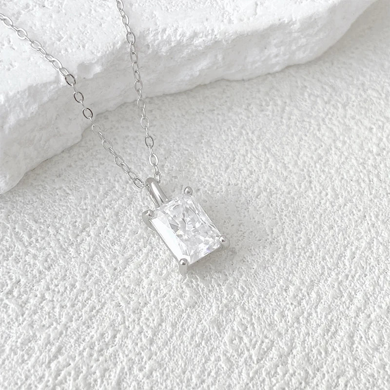D VVS1 Moissanite Radiant Pendant Necklace | 925 Sterling Silver with Gold Plating | Luxury GRA Certified Jewelry