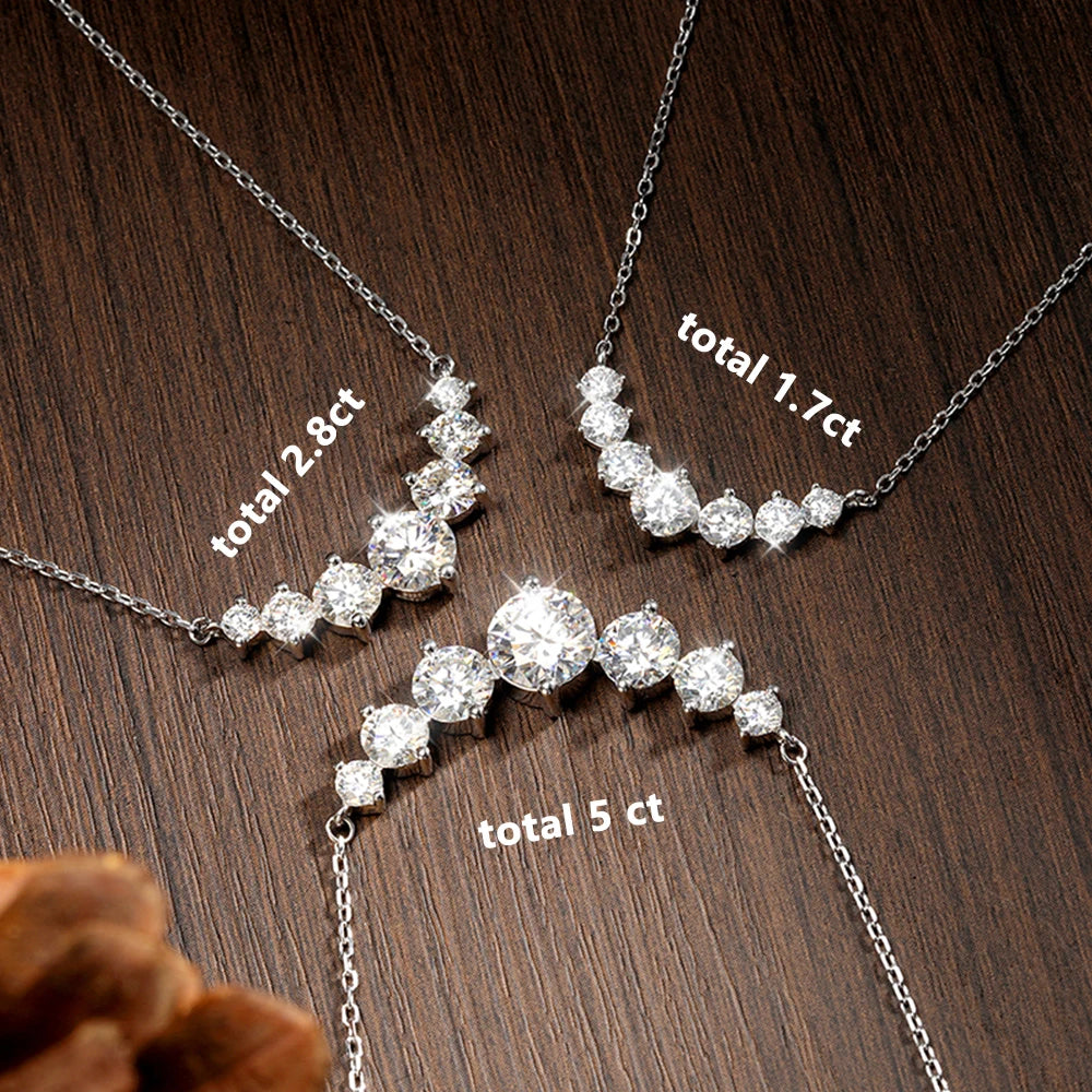 D VVS1 Moissanite Necklace – GRA Certified 925 Sterling Silver with 18k White Gold Plated