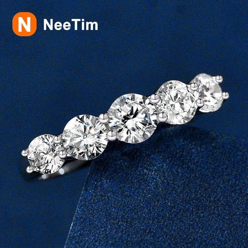 kkkl eeTim 3.6ct D Color Moissanite Rings for Women 925 Sterling Silver Wedding Jewely with GRA Plated with White Gold Eternity Band