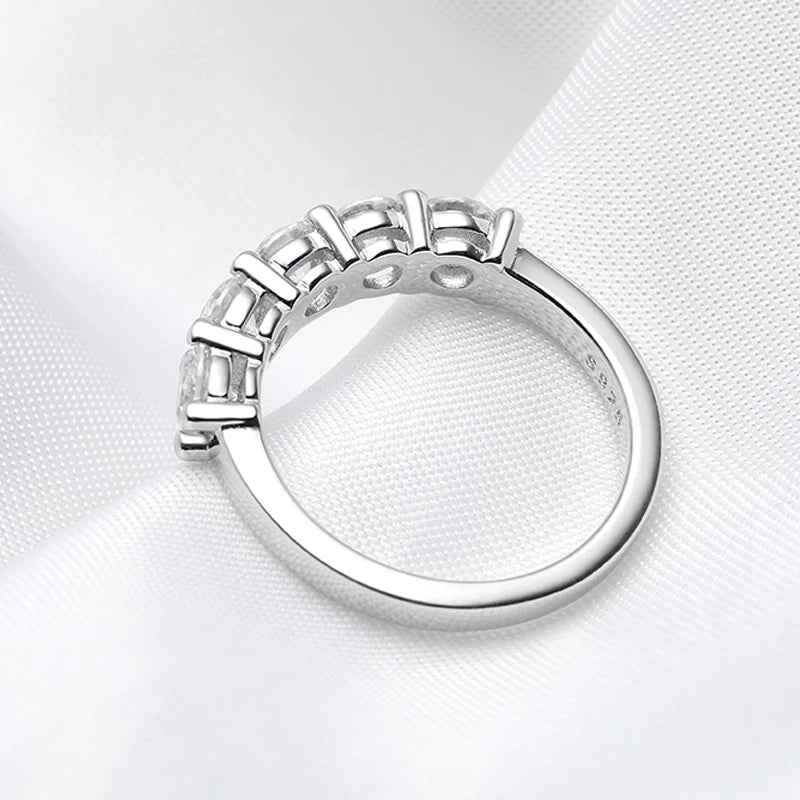 1.5 CT Moissanite Ring – 4mm D Color Stone Match Diamond Wedding Band, White Gold Plated S925 Sterling Silver