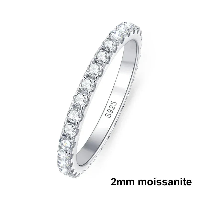 NeeTim D Color 2mm Full Moissanite Diamond Ring for Women Sterling Silver 925 with Gold Plated Wedding Bridal Band Rings Jewelry