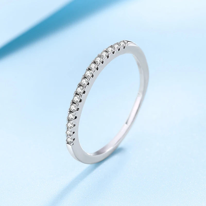 NeeTim Moissanite Ring 925 Sterling Silver with White Gold Plated Lab Diamond Eternity Band Engagement Wedding Rings for Women