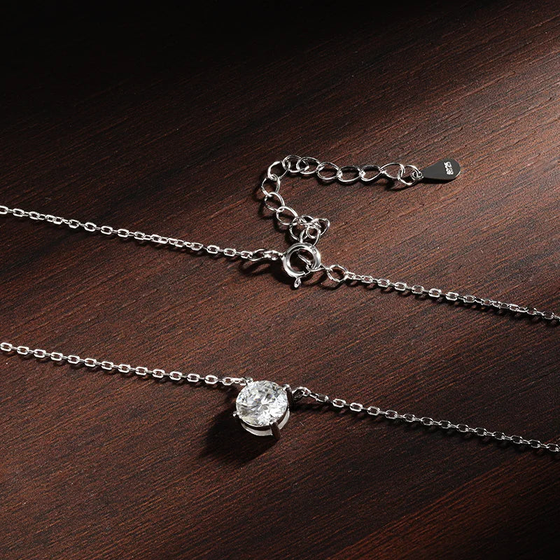 1-2ct D VVS1 Moissanite Solitaire Pendant Necklace | GRA Certified 925 Sterling Silver Plated 18K Gold Fine Jewelry