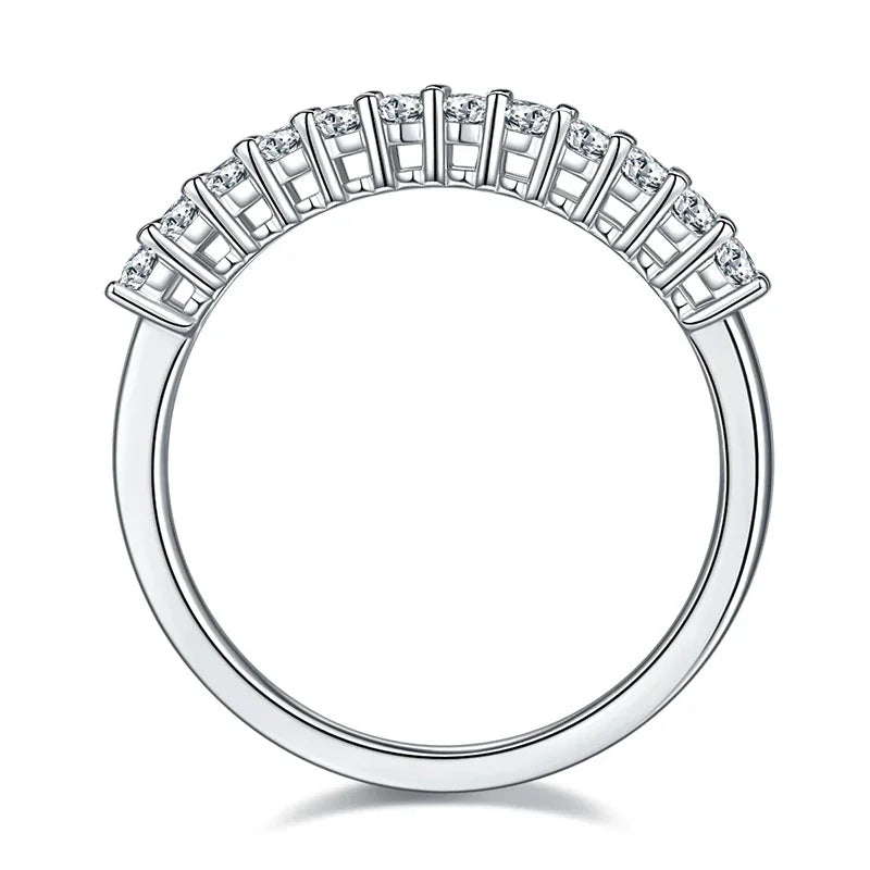 NeeTim All Oval Cut Moissanite Ring for Women Sparkling Wedding Eternity Bands Sterling Silver 925 Fine Jewelry Ring with GRA