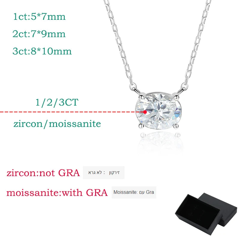 Smyoue 14K Plated 1-3CT Moissanite Necklaces Pendant Women Girls Birthday Gift Chain Lab Diamond Jewelry 925 Sterling Silver GRA