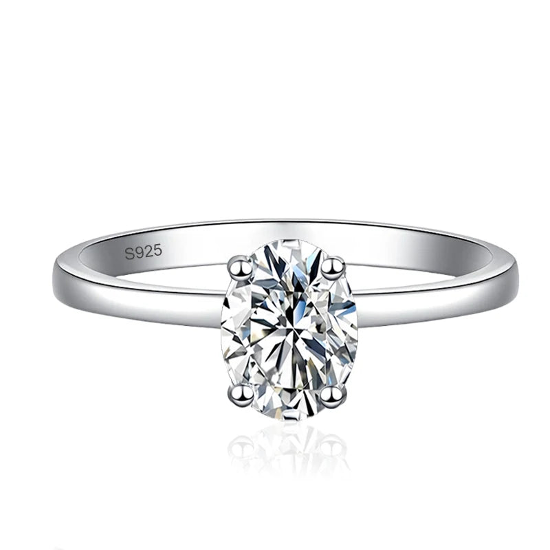 NeeTim 1ct Oval Cut Moissanite Ring for Women Engagement Wedding Lab Diamond s925 Sterling Silver with Gold Plated Rings Jewelry