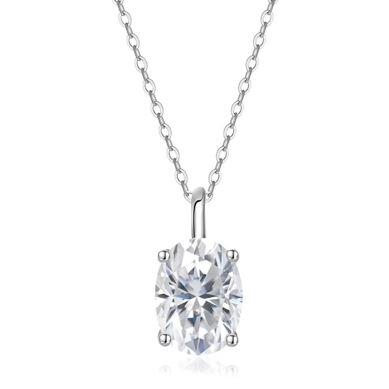 NeeTim 1ct 2ct 3ct Oval Cut Moissanite Necklaces for Women Jewelry 925 Sterling Silver Chain Pandant Lab Diamond Birthday Gift