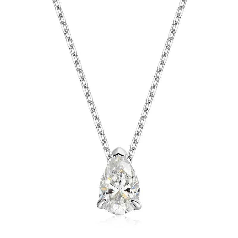 Smyoue Certified 1CT 2CT Pear Cut D VVS1 Moissanite Necklace for Women 18k Gold Plated Jewelry 100% Sterling Silver 925 Pendant