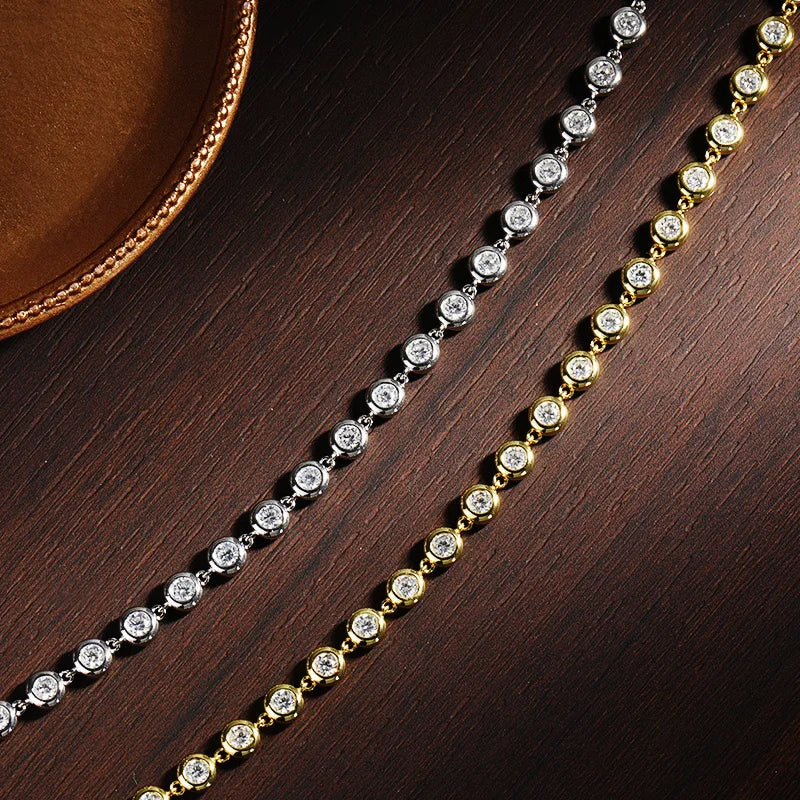 3mm Moissanite Tennis Necklace Women – GRA Certified 925 Sterling Silver 18K Gold Lab Diamond Chain