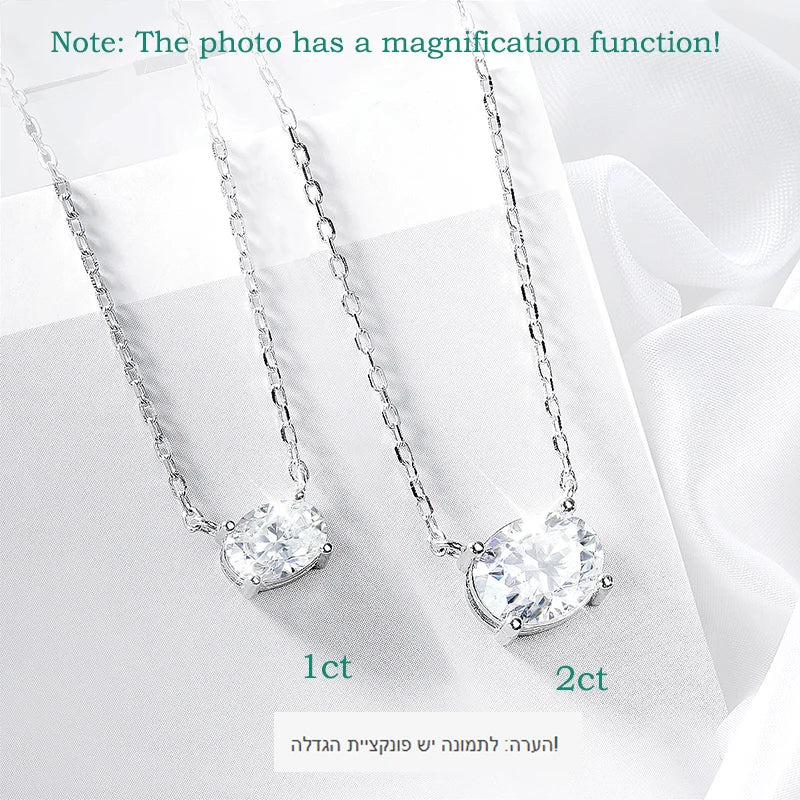 Smyoue 14K Plated 1-3CT Moissanite Necklaces Pendant Women Girls Birthday Gift Chain Lab Diamond Jewelry 925 Sterling Silver GRA