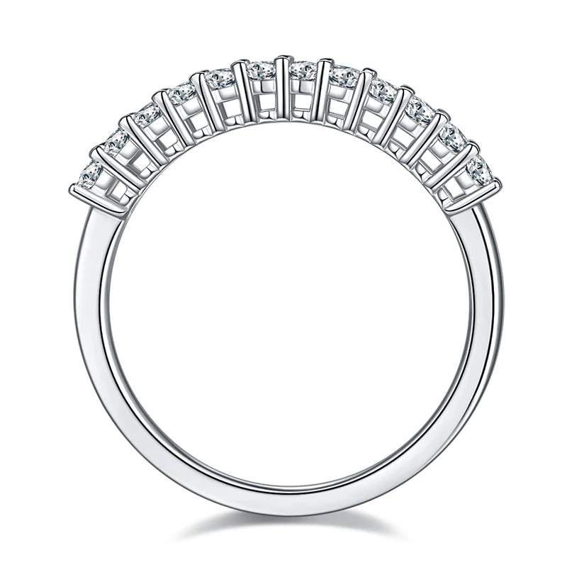 NeeTim All Oval Cut Moissanite Ring for Women Sparkling Wedding Eternity Bands Sterling Silver 925 Fine Jewelry Ring with GRA