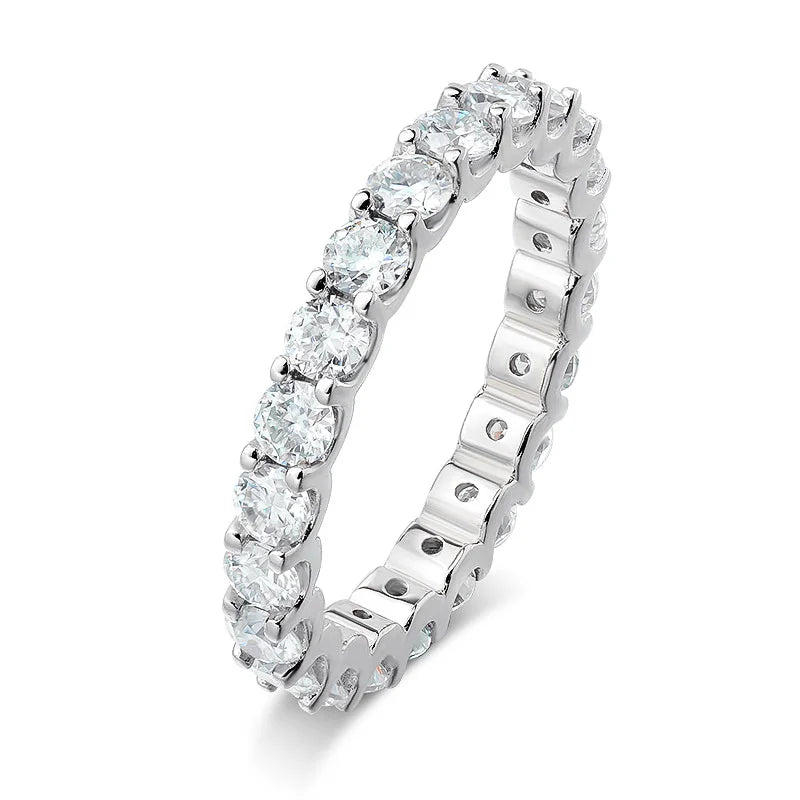 KNOBSPIN D VVS1 All Moissanite Rings for Women Man Engagement Wedding Eternity Band with GRA S925 Silver Plated 18k Gold Ring