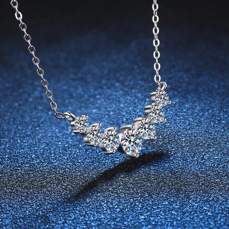D VVS1 Moissanite Necklace – GRA Certified 925 Sterling Silver with 18k White Gold Plated