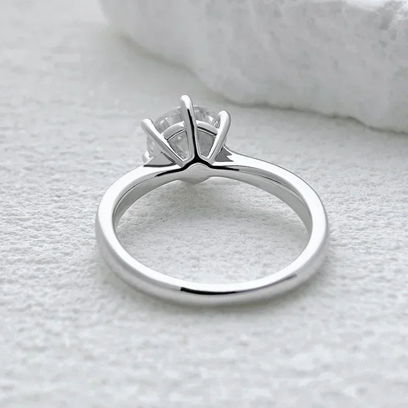 1 CT Moissanite Wedding Ring – Sterling Silver Round Brilliant Solitaire Engagement Ring,