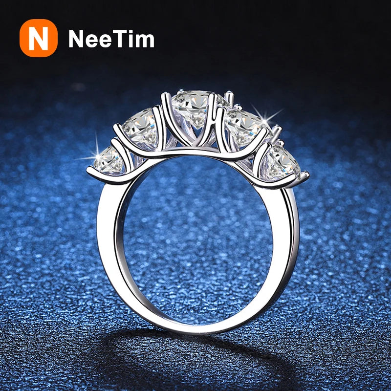 kkkl eeTim 3.6ct D Color Moissanite Rings for Women 925 Sterling Silver Wedding Jewely with GRA Plated with White Gold Eternity Band