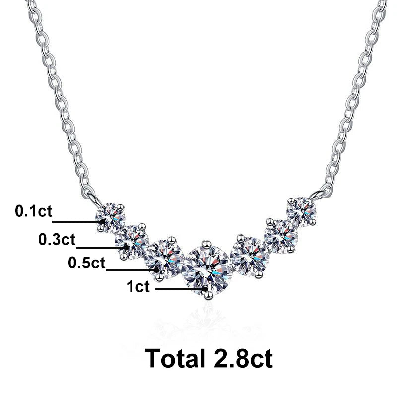 NeeTim Full Moissanite Diamond Necklace for Women 925 Sterling Silver with Plated White Gold Neck Pendent Wedding Fine Jewely