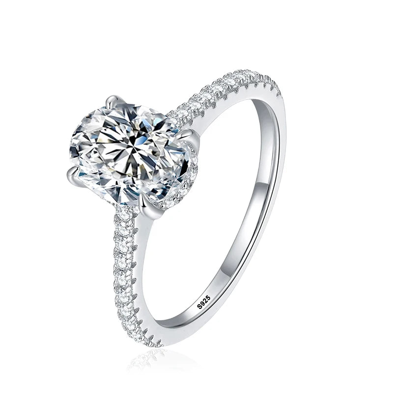 NeeTim 1ct 2ct 3ct Oval Cut Moissanite Rings for Women 925 Sterling Silver Lab Diamond Wedding Engagement Ring Gemstone Band GRA