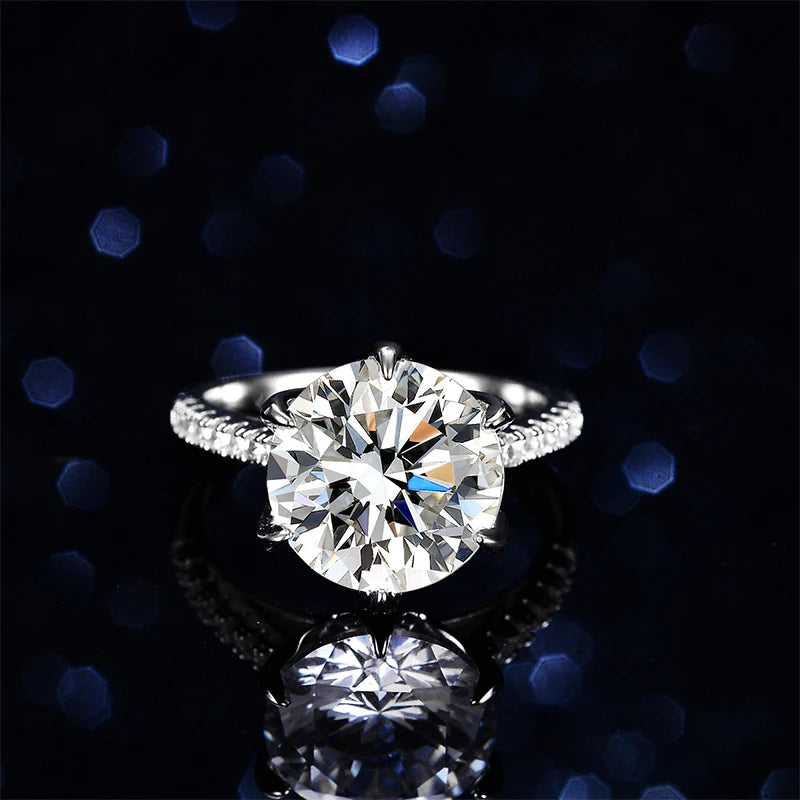 5 CT D Color Moissanite Lab Diamond Ring