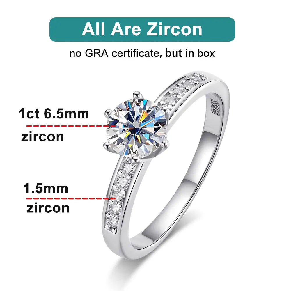 KNOBSPIN 1ct D Color Moissanite Ring S925 Sterling Sliver Plated 18k White Gold Eternity Band Wedding Engagement Rings For Women