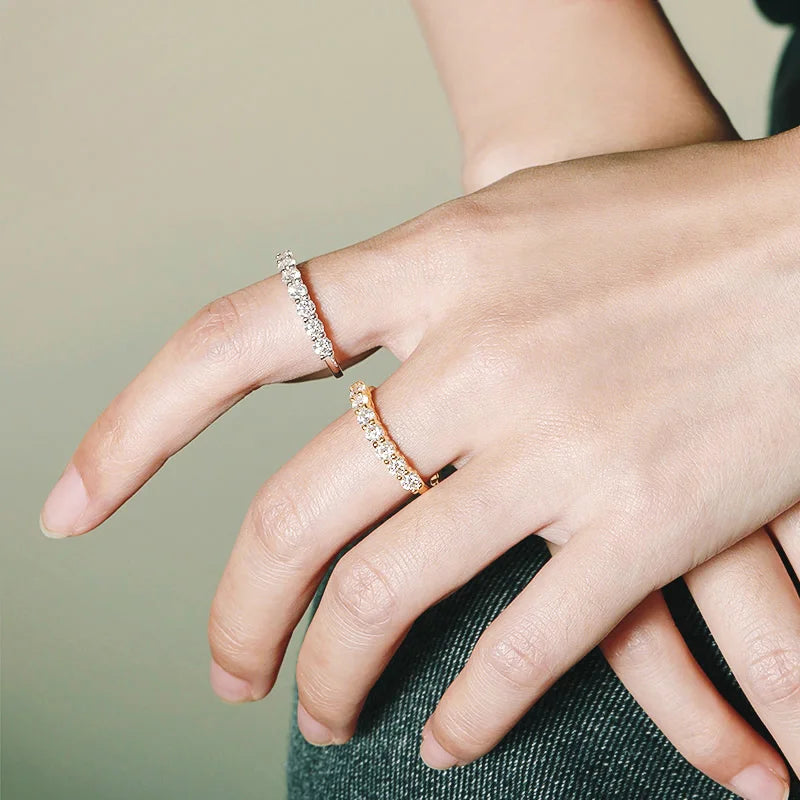 0.7CT Moissanite Ring – Stackable Band with 3mm Gemstone