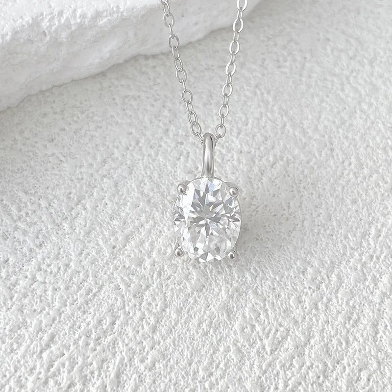 NeeTim 1ct 2ct  3ct Oval Cut Moissanite Necklaces for Women Jewelry 925 Sterling Silver Chain Pandant Lab Diamond Birthday Gift