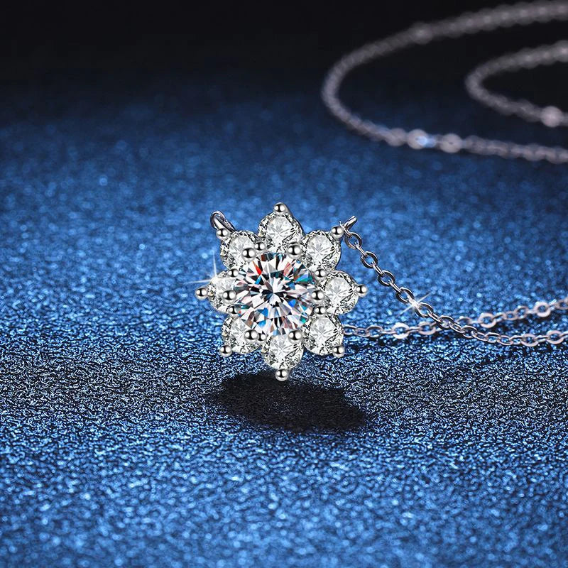1CT D Color VVS1 Moissanite Diamond Pendant Necklace – 925 Silver with White Gold Plated Chain