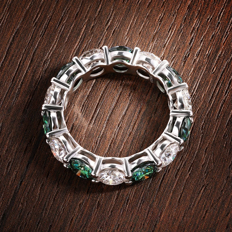 KNOBSPIN D VVS1 Colorful Moissanite Rings for Women Lab Grown Diamond with GRA Engagement Wedding Eternity Band s925 Sliver Ring