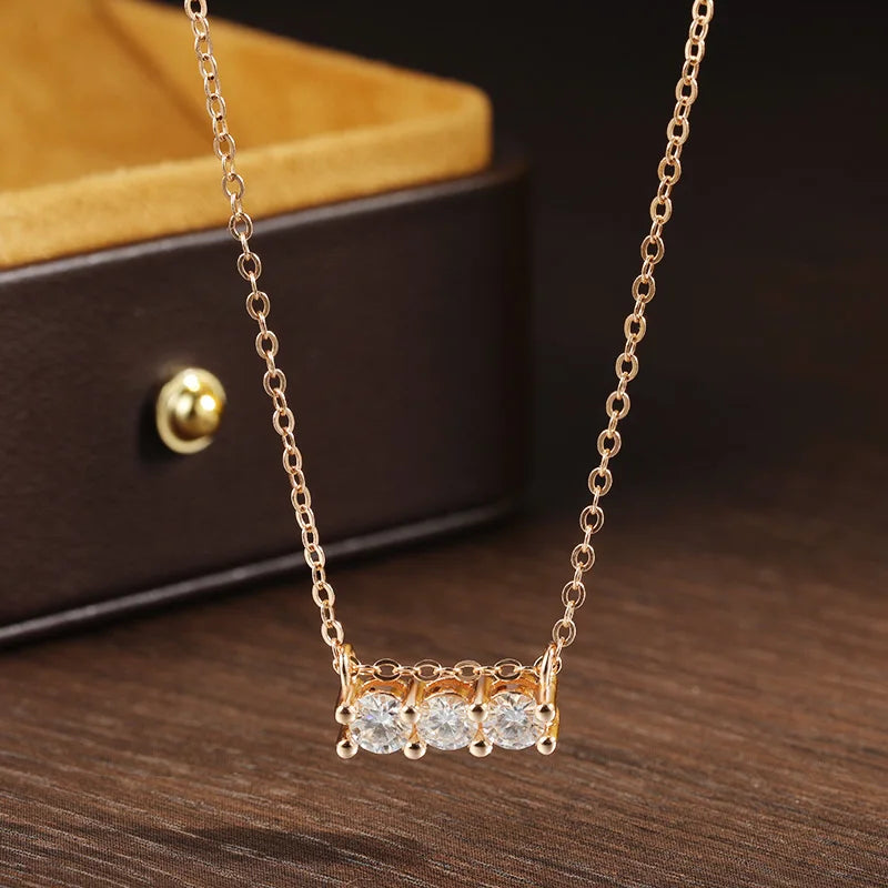 Moissanite Pendant Necklace 925 Sterling Silver Rose Gold D VVS1 Wedding Jewelry