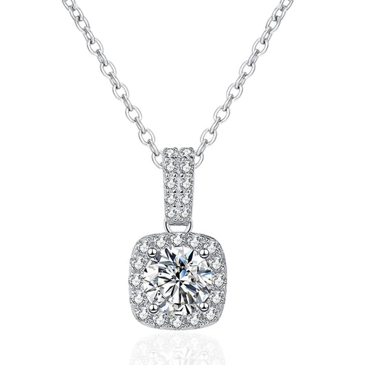 D VVS1 Moissanite Pendant Necklace 925 Sterling Silver Sparkling Lab Diamond Chain