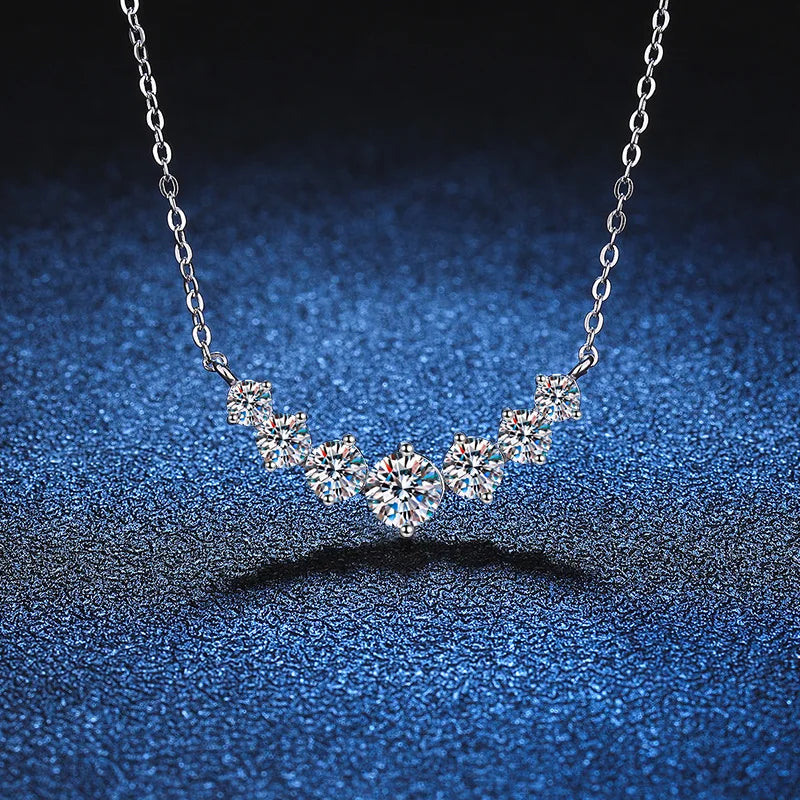 D VVS1 Moissanite Necklace – GRA Certified 925 Sterling Silver with 18k White Gold Plated