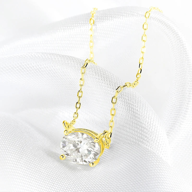Smyoue 14K Plated 1-3CT Moissanite Necklaces Pendant Women Girls Birthday Gift Chain Lab Diamond Jewelry 925 Sterling Silver GRA