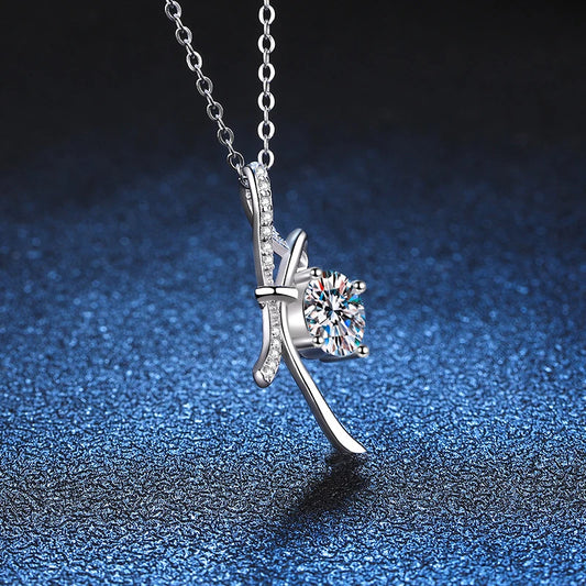 1ct D Color VVS1 Moissanite Necklace in 925 Sterling Silver – Lab Diamond Pendant