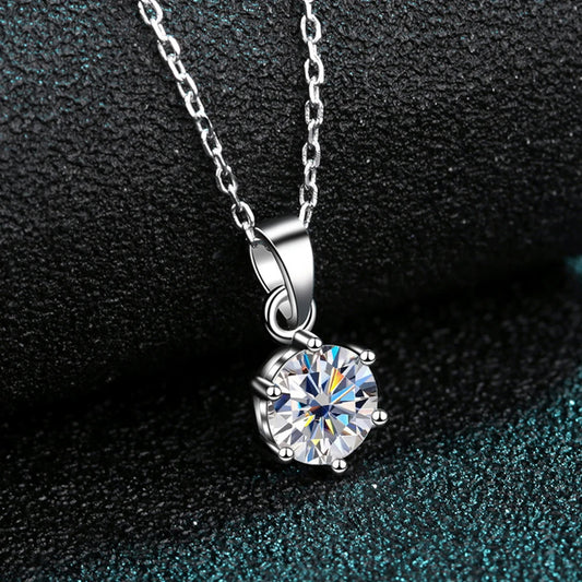 Moissanite Necklace S925 Sterling Silver White Gold Plated Round Brilliant Diamond Pendant Jewelry