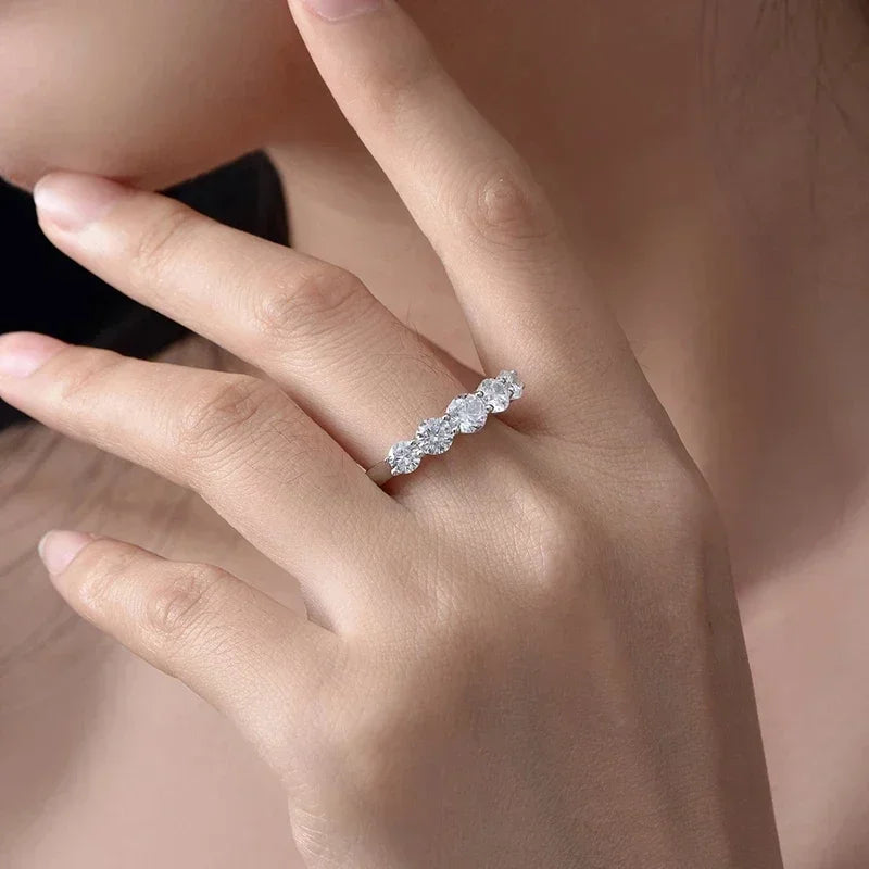 kkkl eeTim 3.6ct D Color Moissanite Rings for Women 925 Sterling Silver Wedding Jewely with GRA Plated with White Gold Eternity Band
