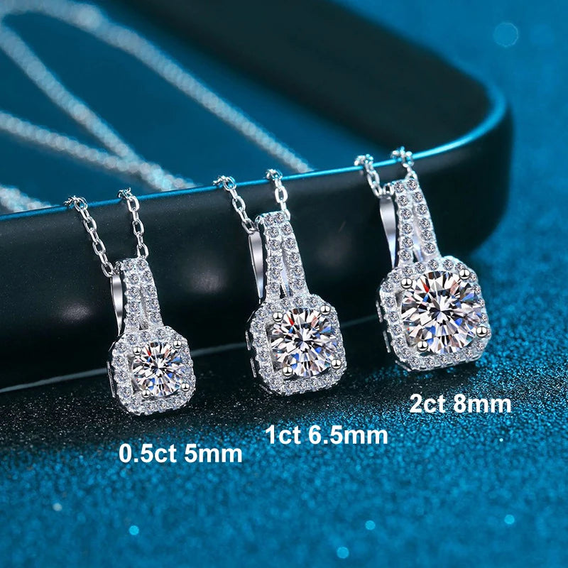 NeeTim 0.5ct 1ct 2ct Moissanite Necklace for Women Sterling Silver 925 with 18k Gold Plated Lab Diamond Pendant Necklaces