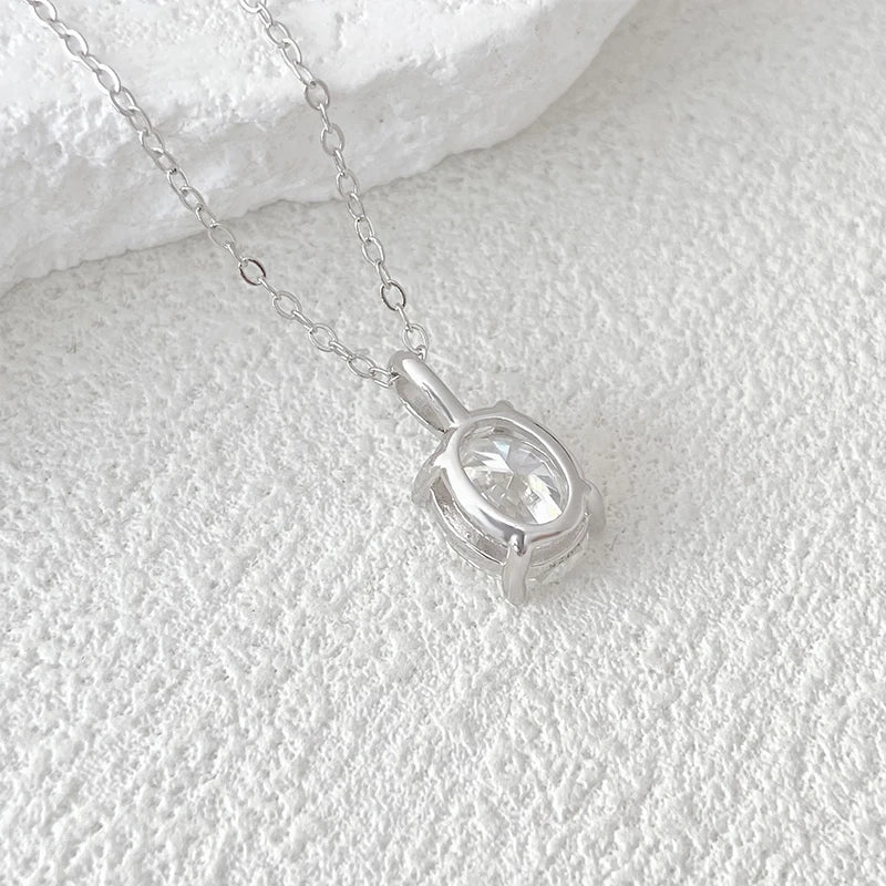 NeeTim 1ct 2ct  3ct Oval Cut Moissanite Necklaces for Women Jewelry 925 Sterling Silver Chain Pandant Lab Diamond Birthday Gift